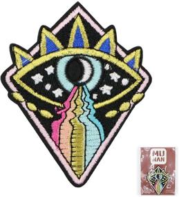 img 4 attached to 🌌 Milky Way Rhombic Eyes Patch - Embroidered Applique Badge - Iron On Sew On Emblem