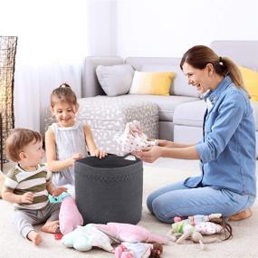 img 1 attached to 🧺 Gray Braided Crown Large Storage Woven Basket - Versatile and Decorative for Toys, Blankets, Laundry, Towels, Magazines, Baby Nursery