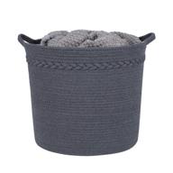 🧺 gray braided crown large storage woven basket - versatile and decorative for toys, blankets, laundry, towels, magazines, baby nursery logo