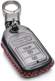img 4 attached to 🚗 Enhance Your Honda Remote Access with Vitodeco Genuine Leather Smart Key Case – Compatible with Civic, Fit, Accord, Pilot, CR-V [4 Buttons, Black/Red]