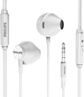 🎧 philips wired earbuds with microphone - ergonomic comfort-fit in ear headphones for cell phones - clear sound & enhanced bass - white logo