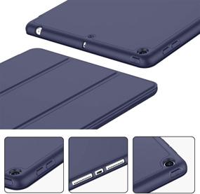 img 1 attached to 📱 iMieet Dark Blue iPad 9th Gen Case 2021/ iPad 8th Gen Case 2020 10.2 Inch with Pencil Holder, Soft Silicone Back, Auto Wake/Sleep - iPad 7th Gen 2019 Cover