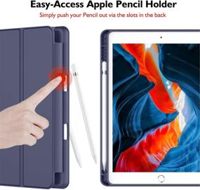 img 3 attached to 📱 iMieet Dark Blue iPad 9th Gen Case 2021/ iPad 8th Gen Case 2020 10.2 Inch with Pencil Holder, Soft Silicone Back, Auto Wake/Sleep - iPad 7th Gen 2019 Cover