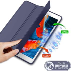 img 2 attached to 📱 iMieet Dark Blue iPad 9th Gen Case 2021/ iPad 8th Gen Case 2020 10.2 Inch with Pencil Holder, Soft Silicone Back, Auto Wake/Sleep - iPad 7th Gen 2019 Cover