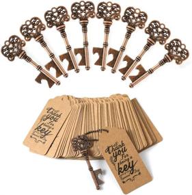 img 4 attached to 🔑 Vintage Skeleton Key Bottle Opener Set - 60 PCS Key Bottle Openers, Perfect Wedding Favors & Rustic Decorations with Escort Tag Card - Copper Finish