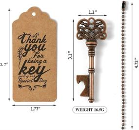 img 3 attached to 🔑 Vintage Skeleton Key Bottle Opener Set - 60 PCS Key Bottle Openers, Perfect Wedding Favors & Rustic Decorations with Escort Tag Card - Copper Finish