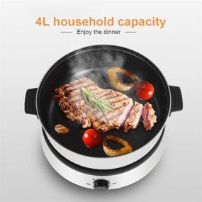 img 1 attached to 🍲 Split Electric Hot Pot and Skillet with Stepless Knob for Temperature Control - 4L Capacity for Hot Pot, Fry, Soup, Stew, and Grilling