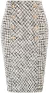 belle poque women's tweed skirt: stretchy business pencil skirt with double breasted detailing logo