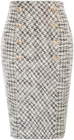 img 4 attached to Belle Poque Women's Tweed Skirt: Stretchy Business Pencil Skirt with Double Breasted Detailing