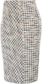 img 3 attached to Belle Poque Women's Tweed Skirt: Stretchy Business Pencil Skirt with Double Breasted Detailing