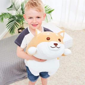 img 2 attached to 🐶 Soft Plush Shiba Inu Dog Pillow, Cute Corgi Stuffed Animal Toy - Perfect Valentine's, Christmas, Birthday Gift for Bed, Sofa Chair (Brown, 21.3in)