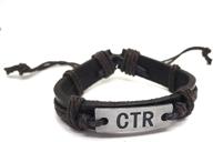 🔗 genuine leather ctr bracelet with hand-stamped metal plate: stylish & sacred logo