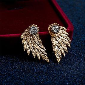 img 1 attached to Vintage Chic Elegant Gold and Silver Punk Angel Wing Alloy Crystal Stud Earrings - Personalized Hypoallergenic Jewelry Gift for Women, Girls, and Men