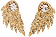 vintage chic elegant gold and silver punk angel wing alloy crystal stud earrings - personalized hypoallergenic jewelry gift for women, girls, and men logo