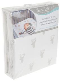 img 4 attached to 🦌 Cozy and Stylish: Trend Lab Gray Stag Silhouettes Deluxe Flannel Fitted Crib Sheet
