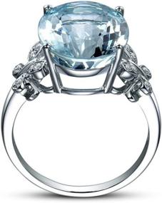 img 3 attached to 💍 Meolin Rhinestone Butterfly Ring: Stunning Sea Blue Topaz Crystal Engagement Ring, Size 8