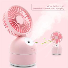 img 3 attached to 💦 Portable Pink Personal Fan with Spray - Rechargeable USB Misting Fan for Office, Home, and Outdoor Use