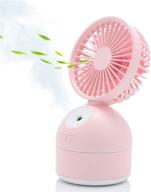 💦 portable pink personal fan with spray - rechargeable usb misting fan for office, home, and outdoor use логотип