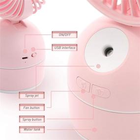 img 2 attached to 💦 Portable Pink Personal Fan with Spray - Rechargeable USB Misting Fan for Office, Home, and Outdoor Use