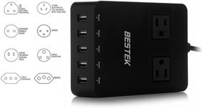 img 3 attached to 💪 Ultimate Power Solution: BESTEK USB Travel Power Strip with 8 International Adapters, 5-Port 40W USB Charging Station and 2-Outlet Surge Protector