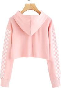 img 3 attached to 👚 Trendy Long Sleeve Plaid Hoodies for Girls - Kids Crop Tops Sweatshirts