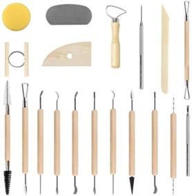 img 3 attached to 🎨 19-Piece Ceramic Pottery Clay Ribbon Sculpting Tool Kit with Wooden Handle and Plastic Case - Ideal for Beginners and Professional Art Crafts