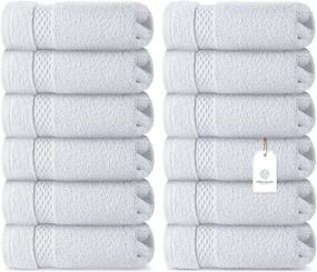 img 4 attached to Large White Luxury Cotton Washcloths 🛀 - Premium Hotel Spa Face Towel Set, 12-Pack