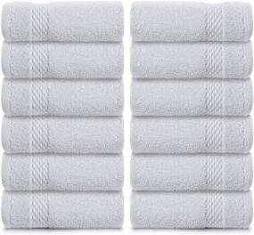 img 3 attached to Large White Luxury Cotton Washcloths 🛀 - Premium Hotel Spa Face Towel Set, 12-Pack
