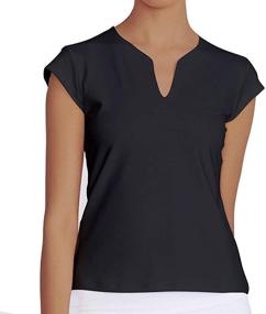 img 4 attached to 👚 Stylish Women's Tennis Shirts: Short Sleeves, Solid Colors, V-Neck - Saadiya