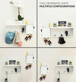 img 2 attached to 📮 Efficient Mail & Key Organizer Wall Mount with Key Hooks, Mail Holder, White Board, and Photo Station. Streamline Your Agenda, Keys, and Letters with a Wood Mounted Hanging Shelf (White)