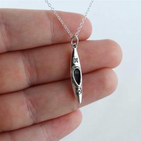 img 3 attached to FashionJunkie4Life Sterling Necklace Kayaking Kayaker