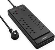 safemore предохранительная полоса power strip с usb, 10 розеток для подключения - быстрая зарядка настольной полосы с питанием 🔌 с 4 usb-разъемами, 1875 вт / 15 а, 6-футовым удлинителем - много розеток для домашнего офиса логотип