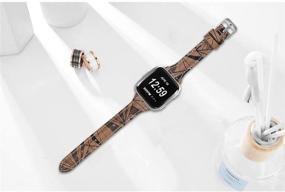 img 2 attached to Joyozy Genuine Leather Bands Compatible With Fitbit Versa&Amp Wearable Technology