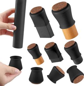 img 4 attached to 🪑 Premium Black Silicone Chair Leg Floor Protectors (16 Pcs) - Anti-Scratch Furniture Leg Caps for Hardwood Floors - Felt-Lined, Non-Slip Feet Protection Cover (Small Fit: 0.8" - 1.2", Black)