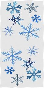 img 4 attached to ❄️ Watercolor Blue Snowflakes Hand Towels 16x30" - Ultra Soft & Highly Absorbent Christmas Winter Bathroom Towel for Xmas Bathroom Decor & Gifting