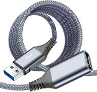 🔌 10 футовый удлинитель usb кабеля 2 шт: sweguard мужской к женскому usb 3.0 кабель для более быстрой передачи данных - нейлоновое плетение, высокая скорость 5гб/с, совместим с клавиатурой, флеш-накопителем, жестким диском, принтером и другими устройствами (серый). логотип