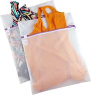 👙 2 pack medium lingerie bags for delicates - zippered mesh laundry bags safeguard clothes, bras and underwear in washing machine - ideal for travel or storage logo