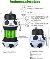 🥤 ethletico collapsible water bottles with carabiner - food grade sports water bottle for kids, hiking, gym, school, sports, and traveling - 19oz/550ml bpa free (soccer) logo