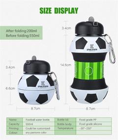 img 3 attached to 🥤 ETHLETICO Collapsible Water Bottles with Carabiner - Food Grade Sports Water Bottle for Kids, Hiking, GYM, School, Sports, and Traveling - 19Oz/550ml BPA Free (Soccer)