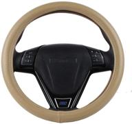 elegant off-white genuine leather car steering wheel cover 15 inch for camry accord etc most cars logo