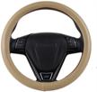elegant off-white genuine leather car steering wheel cover 15 inch for camry accord etc most cars logo