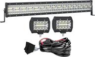 💡 powerful 32 inch triple row led light bar with 672w spot flood combo - ideal for trucks, atvs, jeeps, boats, and pickups! logo