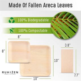 img 3 attached to 🌿 RUHIZEN Biodegradable Palm Leaf Plates Set with Bamboo Napkins - Includes 25 Dinner Plates, 25 Dessert Plates, and 25 Napkins - Durable Eco-Friendly Dinnerware for Weddings and Events