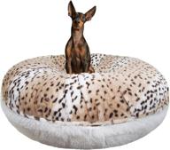 bessie and barnie signature aspen snow leopard/ snow white luxury shag extra plush faux fur bagel pet/ dog bed: ultimate comfort in multiple sizes logo