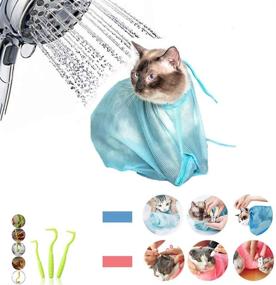 img 4 attached to CEYZF Pet Grooming Bag - Washing Bathing Cat Dogs Shower Pocket with Tick Remover Tool - Fleas Cleaning - Adjustable Mesh - Anti-Biting Scratch Calming - Resistant Restraint - Ear Nail Trimming - Home Care Store