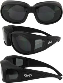 img 1 attached to OUTFITTER - Foam Padded Motorcycle Sunglasses - Fits Over Most Glasses (Super Dark)