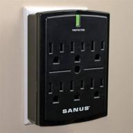 powerful and secure: sanus on-wall low profile 1080j fireproof 🔒 surge protector with 6 ac outlets & 3 lines of protection logo