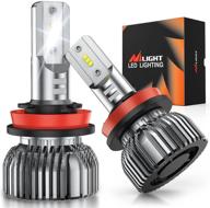 🔆 nilight h11 led headlight bulbs - 350% brighter, 50w 10000lm, h9 high beam, h11 low beam, h8 h11 h16 fog light, 6000k cool white (2-pack) logo