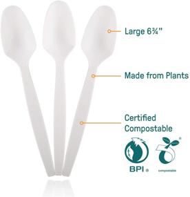 img 3 attached to 🌱 eqoware Certified Compostable Spoons, 100 Pack, 6.8" Large, Sturdy & Heat Resistant - Convenient Eco Friendly Disposable Spoons