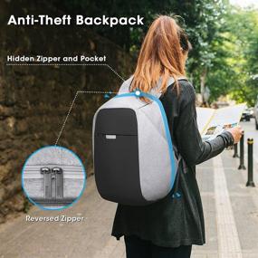 img 3 attached to Oscaurt Laptop Backpack: Secure Anti-theft Travel Business School Bookbag, USB Charging Port, Fits 15.6 Inches Laptop, Grey